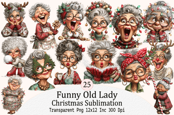 Download Funny Old Lady Christmas Sublimation - Christmas sublimation Collection