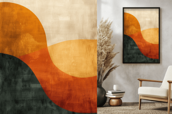 Download Retro Orange Rustic Abstract Painting - Premium Bundle