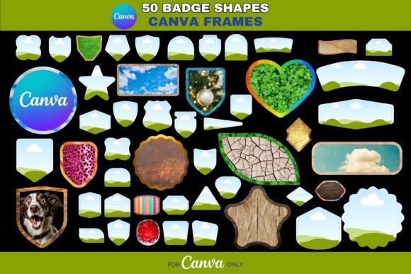 Download Dynamic Duo: 50 Badge Shapes Canva Frame - Dynamic Collection
