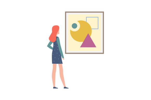 Download Young Woman Looking Abstract Painting. F - Abstract painting Collection