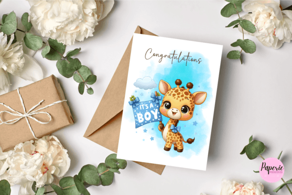 Download It's a Boy Giraffe Greeting Card - Greeting Collection