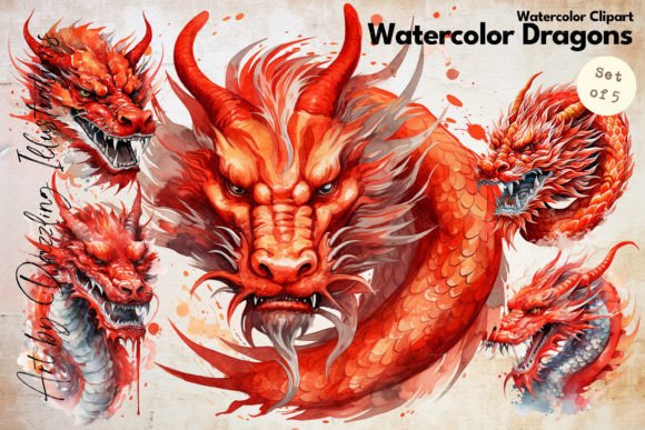 Download Furious Dynamic Watercolor Dragons - Dynamic Collection