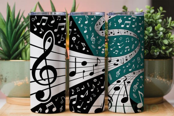 Download Dynamic Music Notes Teal Black Tumbler - Dynamic Collection