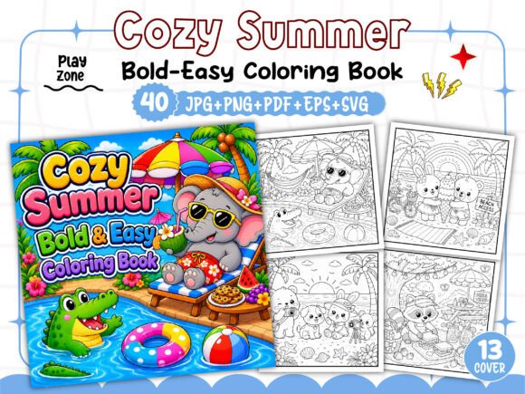 Download Bold and Easy Cozy Summer Coloring Book - Coloring book Collection