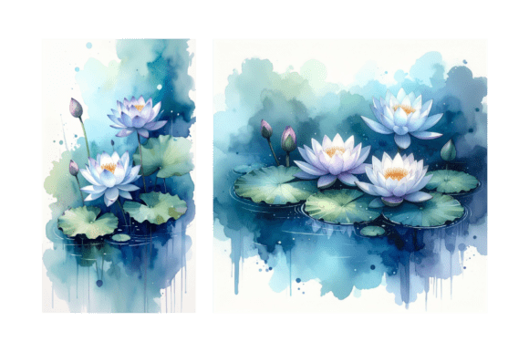 Download Lotus Pond Watercolor Background Art - Background art Collection