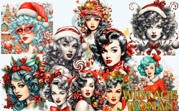 Download Vintage Woman Christmas Sublimation - Christmas sublimation Collection